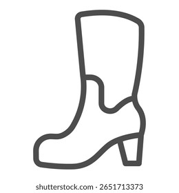 Bota de couro com ícone de linha de saltos médios, conceito de calçado de outono. Gráficos vetoriais. Boot para mulheres assinar em fundo branco, ícone de estilo de contorno para design móvel ou web