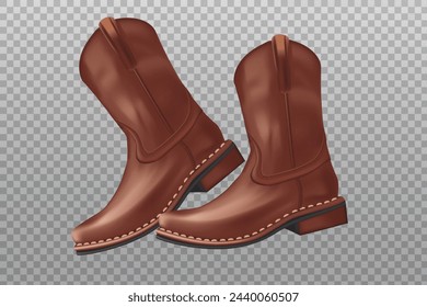 Leather boots or cowboy boots in realistic vector