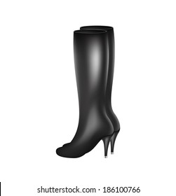 Leather boots with high heels