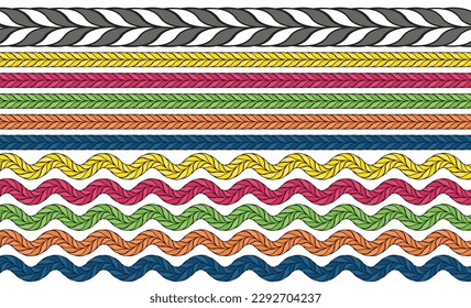 LEATHER BRAIDED STRAP ACCESSORIES IN MULTICOLOR VECTOR SKETCH svg