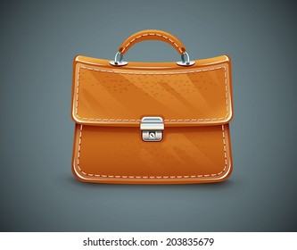 Leather briefcase. Eps10 vector illustration on dark background