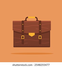 leather briefcase with gold trim, luxury item for office, suitable for posters and web icons