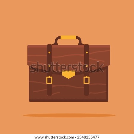 leather briefcase with gold trim, luxury item for office, suitable for posters and web icons