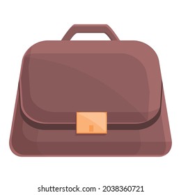 Leather briefcase icon cartoon vector. Bag case. Business suitcase