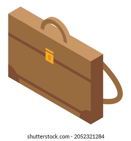 Icono de maletín de cuero vector isométrico. Bolsa de viaje. Maletín de validación de trabajo