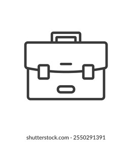 Leather briefcase, icon in line design. Leather, briefcase, business, professional, bag, office, accessories on white background vector. Leather briefcase editable stroke icon