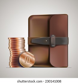 leather briefcase & money