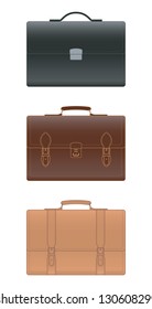 Leather briefcase on white background, vector illustration
