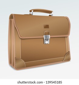 Leather Briefcase on white background. Realistic isolated 3D vector illustration.