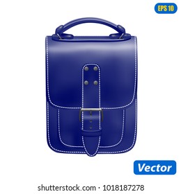 Leather briefcase in vector on white background.Leather bag in vector.