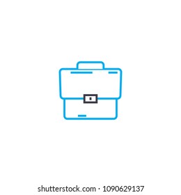 Leather briefcase vector thin line stroke icon. Leather briefcase outline illustration, linear sign, symbol concept.