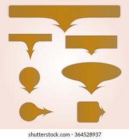 Leather brown arrows and bubbles in vector.