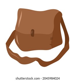 Bolsa marrón de cuero para hierbas. Elemento de diseño mágico de brujería.