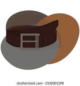 Leather brown belt, vector image