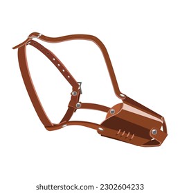 Leather, brown muzzle for dogs.Vector illustration of the subject of dog care.