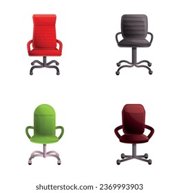 Leather chair icons set cartoon vector. Various office chair. Office furniture