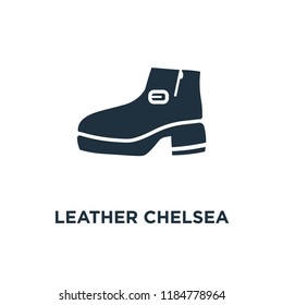 Leather Chelsea Boots icon. Black filled vector illustration. Leather Chelsea Boots symbol on white background. Can be used in web and mobile.