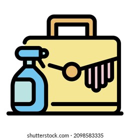 Leather cleaning spray icon. Outline leather cleaning spray vector icon color flat isolated
