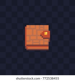 Leather closed organizer. Notebook icon. 8-bit. Isolated abstract vector illustration.