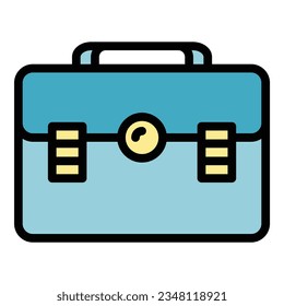Leather cosmetic bag icon outline vector. Makeup zip. Small purse color flat