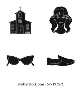 leather, cosmetology, hairdresser and other web icon in black style.accessories, shoes, outsole icons in set collection.