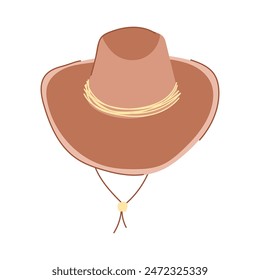 Leder Cowboy Hut Cartoon. Silhouette Land, schwarz alt, American Head Leder Cowboy Hut Zeichen. Isolierte Symbol Vektorillustration