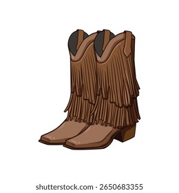 couro cowgirl botas desenho animado. vintage rústico, clássico de rodeio, bordado snip couro cowgirl botas sinal.