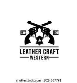 leather craft logo icon design vector illustration