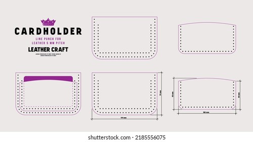 Patrón de costura de artesanías de cuero para el portavelas. Golpe de línea para el tono de cuero de 5 mm. Ilustración del vector