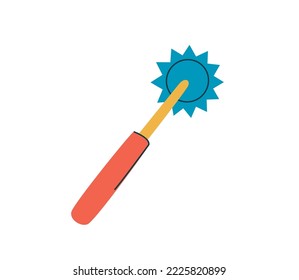Herramienta de artesanía de cuero para coser clip de arte. Diente de tela de presión de tronco para coser, estampar, golpear. Ilustración dibujada a mano, vector aislado. Artículos de costura de estudio hechos a mano o a mano, accesorios de artesanía.