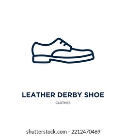 leather derby shoe icon from clothes collection. Thin linear leather derby shoe, leather, shoe outline icon isolated on white background. Line vector leather derby shoe sign, symbol for web and mobile