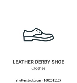 Leather derby shoe outline vector icon. Thin line black leather derby shoe icon, flat vector simple element illustration from editable clothes concept isolated stroke on white background