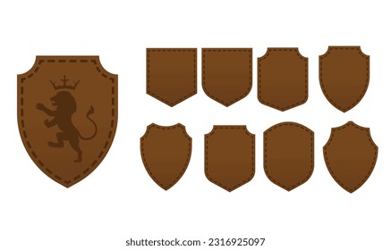 
leather emblem with a lion and a crown