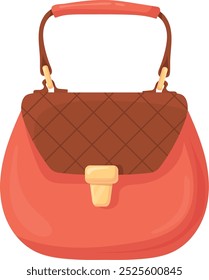 Ícone de desenho animado de bolsa feminina de couro. Bolsa na moda isolado no fundo branco