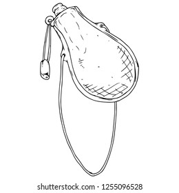 Leather flask icon. Vector illustration of an old leather flask. Hand drawn leather flask.