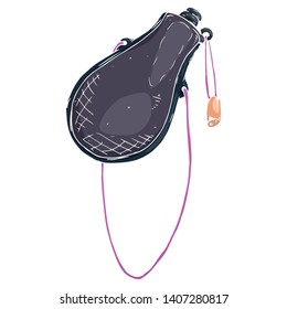 Leather flask icon. Vector illustration of an old leather flask. Hand drawn leather flask.