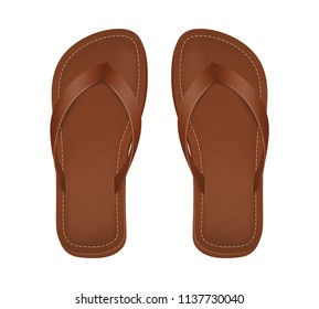 Leather Flip flops sandals. Isolated vector design.