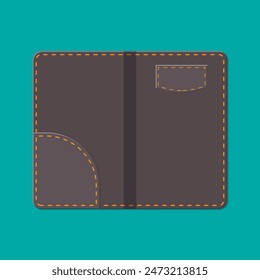 Leather folder for cash, coins and cashier check. Thanks for the service in the restaurant. Money for servicing. Good feedback about the waiter. Gratuity concept. Vector illustration in flat style