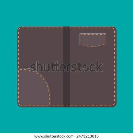 Leather folder for cash, coins and cashier check. Thanks for the service in the restaurant. Money for servicing. Good feedback about the waiter. Gratuity concept. Vector illustration in flat style