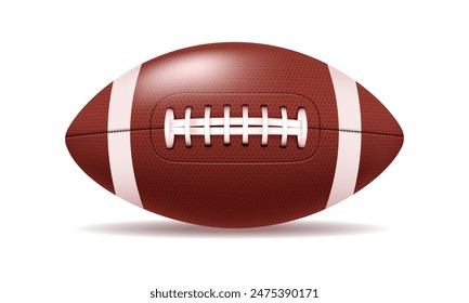 Leather Football. Vector 3D clipart isolated on white background.