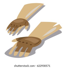 Leather gardening gloves icon. Vector cartoon illustration isolated on a white background.