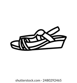 Leather Girl Shoes Outline Icon, Vector illustration
