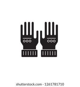 Leather gloves black vector concept icon. Leather gloves flat illustration, sign