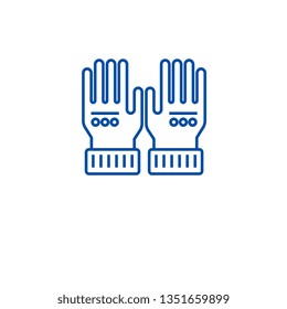 Leather gloves line icon concept. Leather gloves flat  vector symbol, sign, outline illustration.