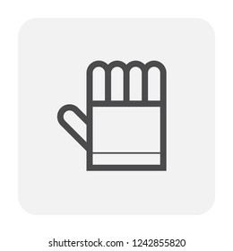 Leather gloves or Welding gloves icon. Item is a personal protective equipment (PPE) to protect the hands of welders from the hazards of welding, cutting and grinding. With heat resistance material.