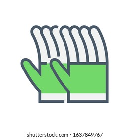 Leather gloves or welding gloves icon. Item is a personal protective equipment (PPE) to protect hands of welder from hazard of welding, cutting and grinding. With heat resistance material. 64x64 pixel