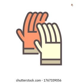 Leather gloves or welding gloves icon. Item is a personal protective equipment (PPE) to protect hands of welder from hazard of welding, cutting and grinding. With heat resistance material. 64x64 pixel
