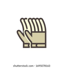Leather gloves or welding gloves vector icon. Item is a personal protective equipment (PPE) to protect hands of welder from the hazard of welding, cutting and grinding. With heat resistance material.