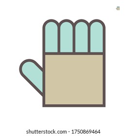 Leather gloves or welding gloves vector icon. Item is a personal protective equipment (PPE) to protect hands of welder from the hazard of welding, cutting and grinding. With heat resistance material.