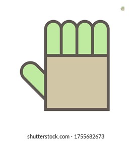 Leather gloves or welding gloves vector icon. Item is a personal protective equipment (PPE) to protect hands of welder from the hazard of welding, cutting and grinding. With heat resistance material.